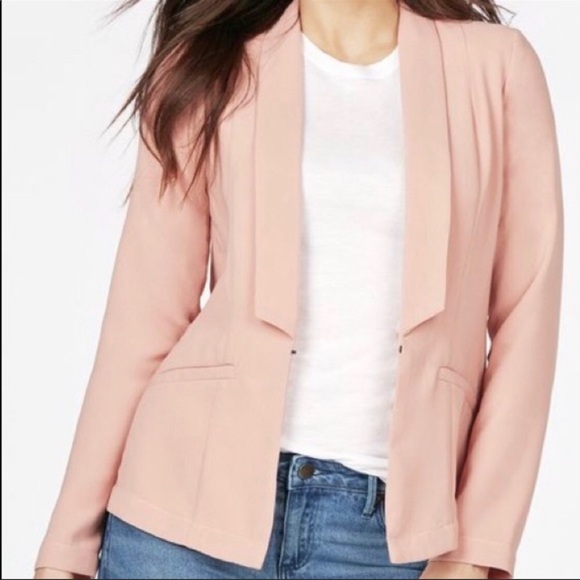 JustFab Jackets & Blazers - NWT JustFab Pink Drape Neck Blazer Size XL